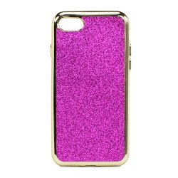 iPhone 7 Glitter Sparkly Golden Chrome Case (Hot Pink)